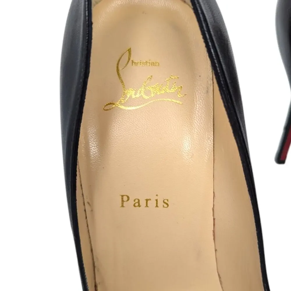 Christian Louboutin Pigalle Follies 100 Black Leather Pump Stiletto Heel 39.5